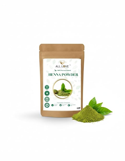 All Love Green Henna Powder for Natural Hair Colour, Conditioning, Root Strengthening, Hand Art, Organic Henna Powder