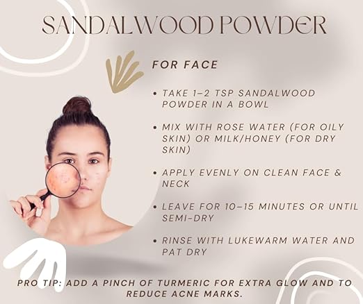 Natural Sandalwood Powder, Multi-Purpose Beauty Treatment for Body, Hair and Face, 100% Pure Traditional Ayurvedic Formula,Natural Glow Booster