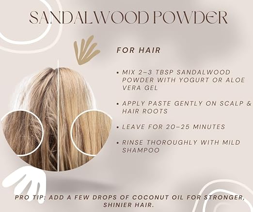 Natural Sandalwood Powder, Multi-Purpose Beauty Treatment for Body, Hair and Face, 100% Pure Traditional Ayurvedic Formula,Natural Glow Booster