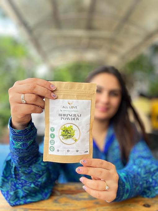All Love Bhringraj Powder for Hair and Skin Care, Natural Herb for Hair Growth and Scalp Treatment